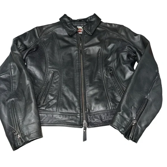 Harley-Davidson Women’s Medium Leather Jacket Custom Hand Painted Back